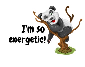 Cute Panda png clipart, energetic png, panda t-shirt design, panda png, lazy png, instant download
