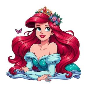 The little mermaid png clipart, Princess ariel png, cute ariel, instant download