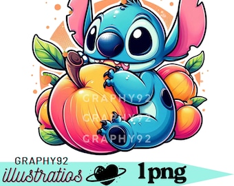Stitch png clipart, stitch peach, cute stitch image, lilo and stitch character, instant download