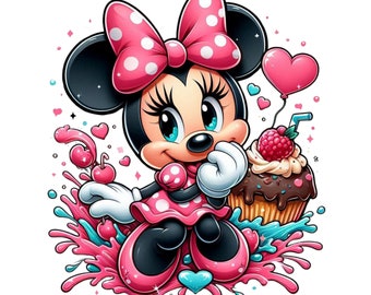 cute minnie mouse png clipart, minnie mouse sweet, minnie mouse splash, instant download