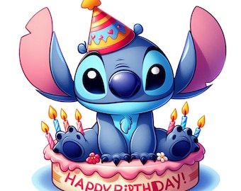 Stitch birthday design, Stitch png clipart, cute stitch image, instant download