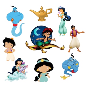 Aladdin png bundle, Princess jasmine png bundle, Princess jasmine png clip art, genie png clipart, high quality,  instant download