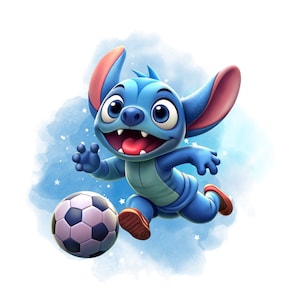 Stitch png clipart, Stitch playing football, cute stitch, lilo and stitch png, instant download