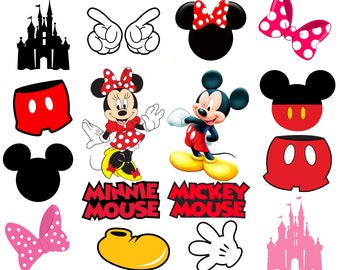 Mickey mouse png bundle, minnie mouse png bundle, Mickey png clipart, minnie clipart, minnie ears, Mickey gloves, Mickey head, Mickey short