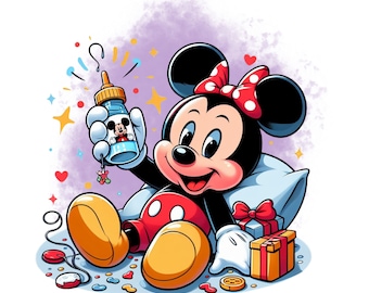Imágenes prediseñadas PNG de Minnie Mouse bebé, Minnie Mouse adorable, cumpleaños de Minnie Mouse, descarga instantánea