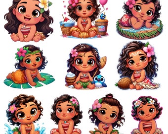 Baby moana png bundle, baby moana png clipart set, Princess moana, baby shower, instant download