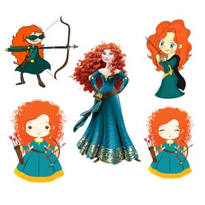 Merida png bundle, brave png clipart set, Princess merida png, instant download