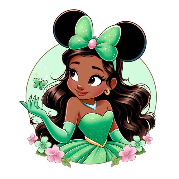 Princess tiana png clipart, tiana mouse ear, the princess and the frog,  cute tiana png,instant download