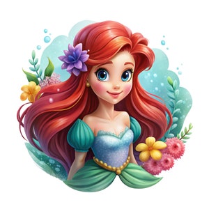 The little mermaid ariel png clipart, Princess ariel png design, Princess birthday, instant download