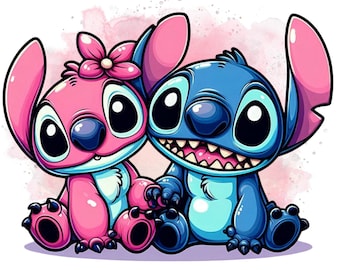 スティッチと天使のPNGクリップアート、スティッチの水彩画の背景