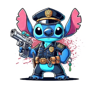 Stitch police design, Stitch png clipart, cute stitch image, stitch police costume, lilo and stitch character, instant download