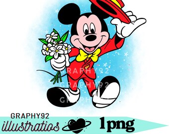 Clipart Myszki Miki png, kostium Myszki Miki, tło akwarelowe Myszki Miki, natychmiastowe pobieranie