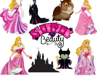 Sleeping beauty png bundle, Princess aurora png clipart set, Princess aurora png, maleficent png, high quality,  instant download