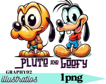 Pluto y Goofy, mejores amigos, imágenes prediseñadas PNG de Goofy, imágenes prediseñadas de Pluto, amigos de Mickey Mouse, descarga instantánea