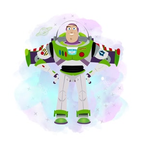 Buzz lightyear watercolour background, toy story png clipart, buzz lightyear png, instant download