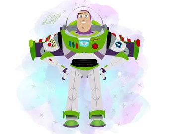 Buzz lightyear watercolour background, toy story png clipart, buzz lightyear png, instant download