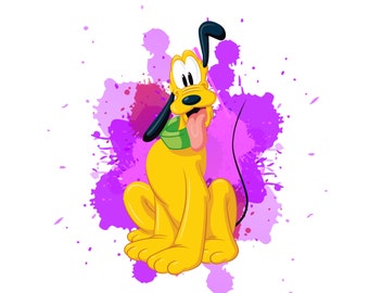 Mickey Pluto akvarellbakgrund, Pluto png clipart, Mickey Mouse vänner, omedelbar nedladdning