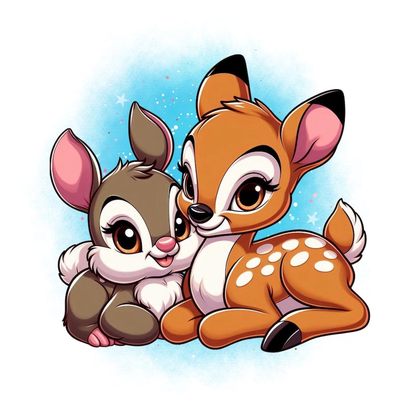 Bambi and Thumper Png Clipart, Cute Bambi, Cute Thumper Rabbit, Blue ...