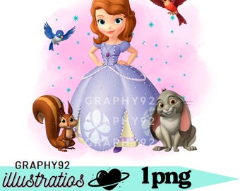 Sofia the first watercolor background, Princess sofia png clipart, Princess png, instant download