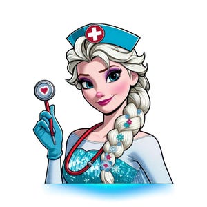 Princess Elsa nurse design, frozen elsa png clipart, elsa png, frozen png, instant download