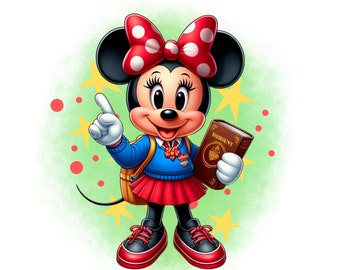 Minnie mouse student design, minnie mouse png clipart, cute minnie mouse, school, instant download