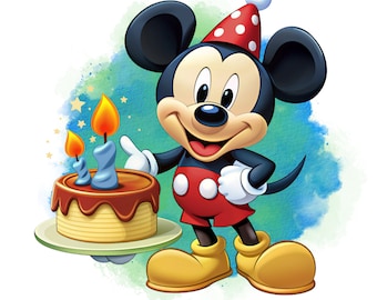 Conception d'anniversaire Mickey, mignon clipart png mickey mouse, anniversaire mickey, téléchargement immédiat