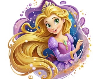 Rapunzel png clipart, Princess rapunzel png design, Princess birthday, tangled png, instant download