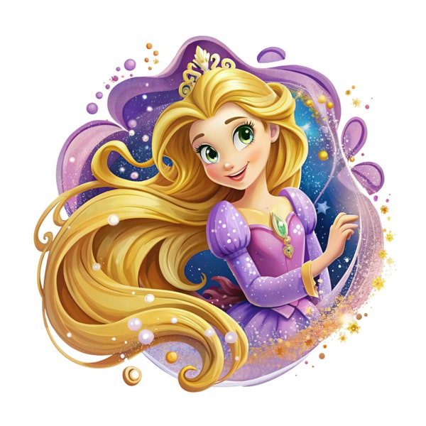 Rapunzel png clipart, Princess rapunzel png design, Princess birthday, tangled png, instant download