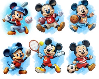 Zestaw clipartów Myszki Miki png, sporty Myszki Miki, zestaw clipartów Myszki Miki png, natychmiastowe pobieranie