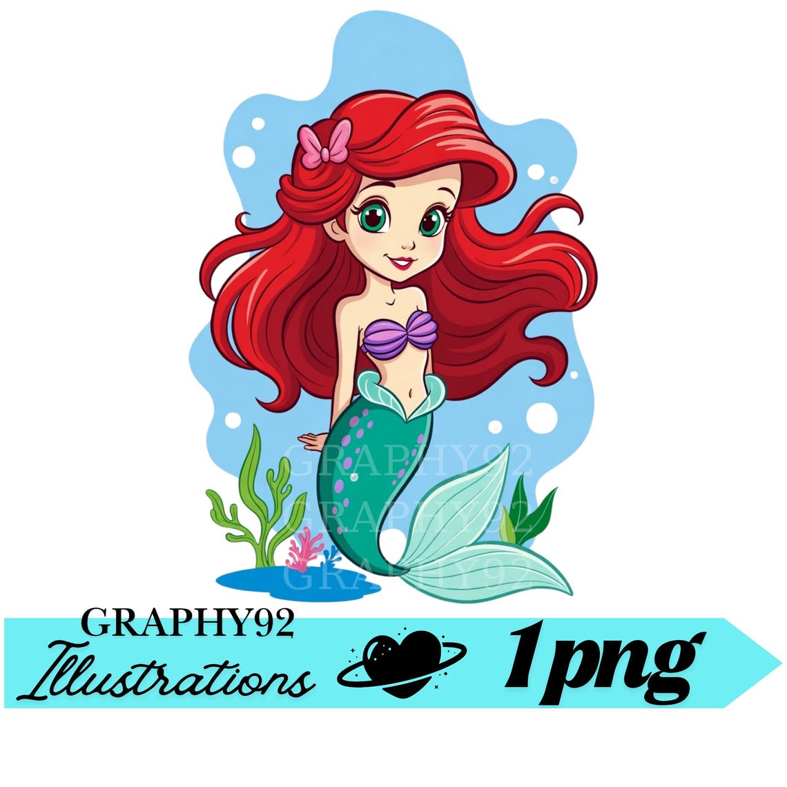 The Little Mermaid Png Clipart, Princess Ariel Png, Cute Princess Ariel ...