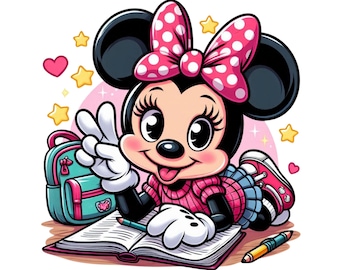 minnie mouse png clipart, minnie mouse student, minnie mouse school, cute minnie mouse, instant download