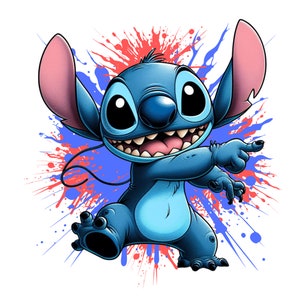 Stitch splash design, cute stitch png clipart, stitch dancer, lilo and stitch character, instant download