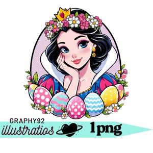 Snow white easter design,  snow white png clipart, happy easter, snow white and seven dwarfs, instant download
