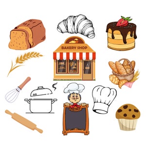 Bakery png clipart, bakery png bundle, bakery png, baking clipart, bread png, cup cake png, bakery shop, instant download