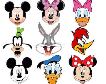 Cartoon characters png bundle, cartoon characters png clipart set, goofy, minnie mouse, Mickey mouse, Donald duck, instant download