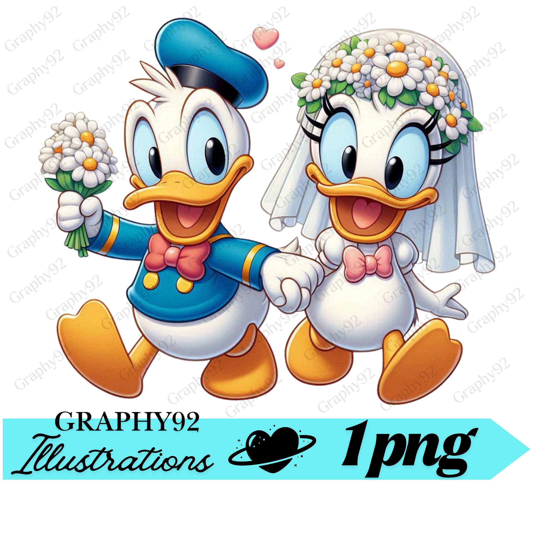Donald Duck and Daisy Duck Wedding, Donald Duck Png, Daisy Duck