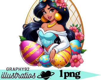 ジャスミン姫の手描きイラスト、ジャスミンのPNGクリップアート