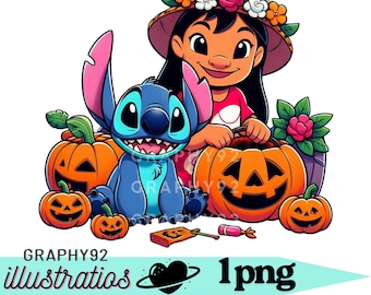 lilo and stitch halloween design, lilo and stitch png clipart, stitch png, halloween, instant download