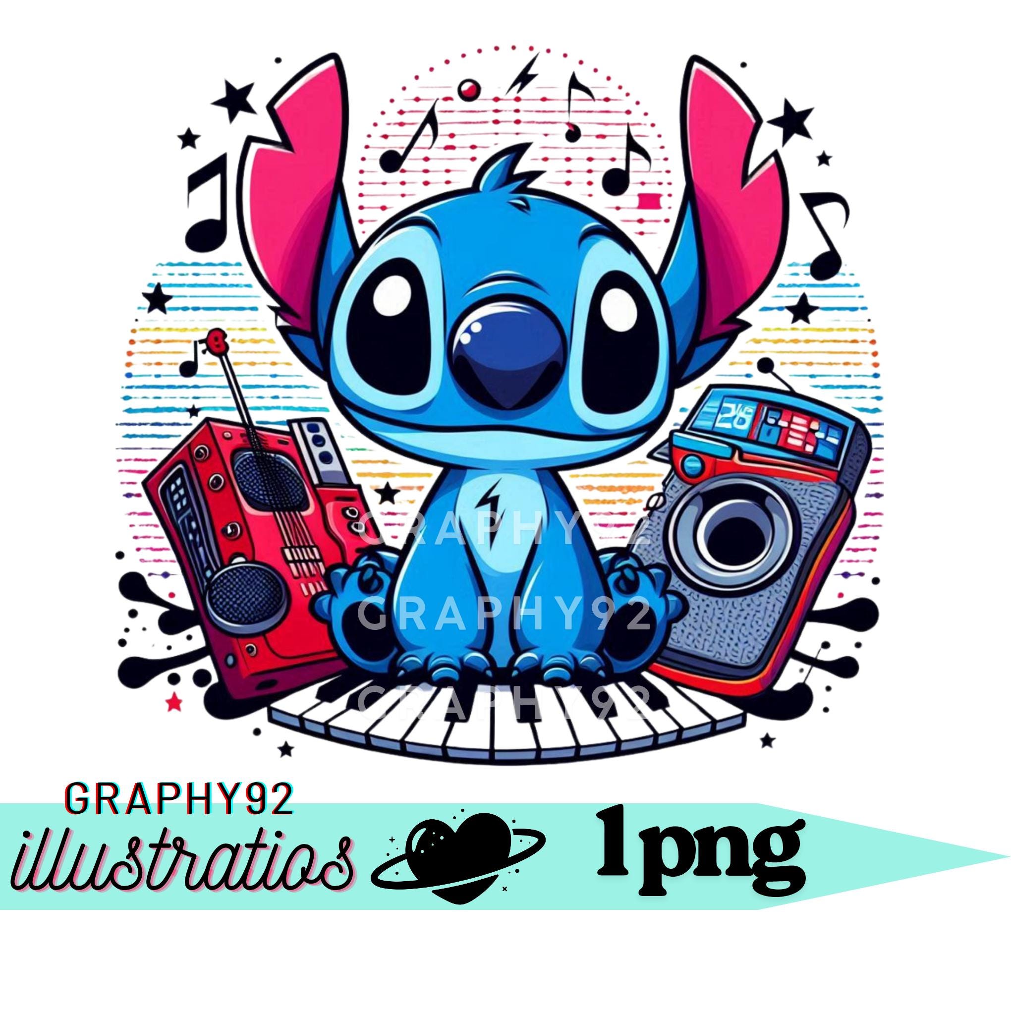 スティッチの音楽デザイン、スティッチのPNGクリップアート、リロ