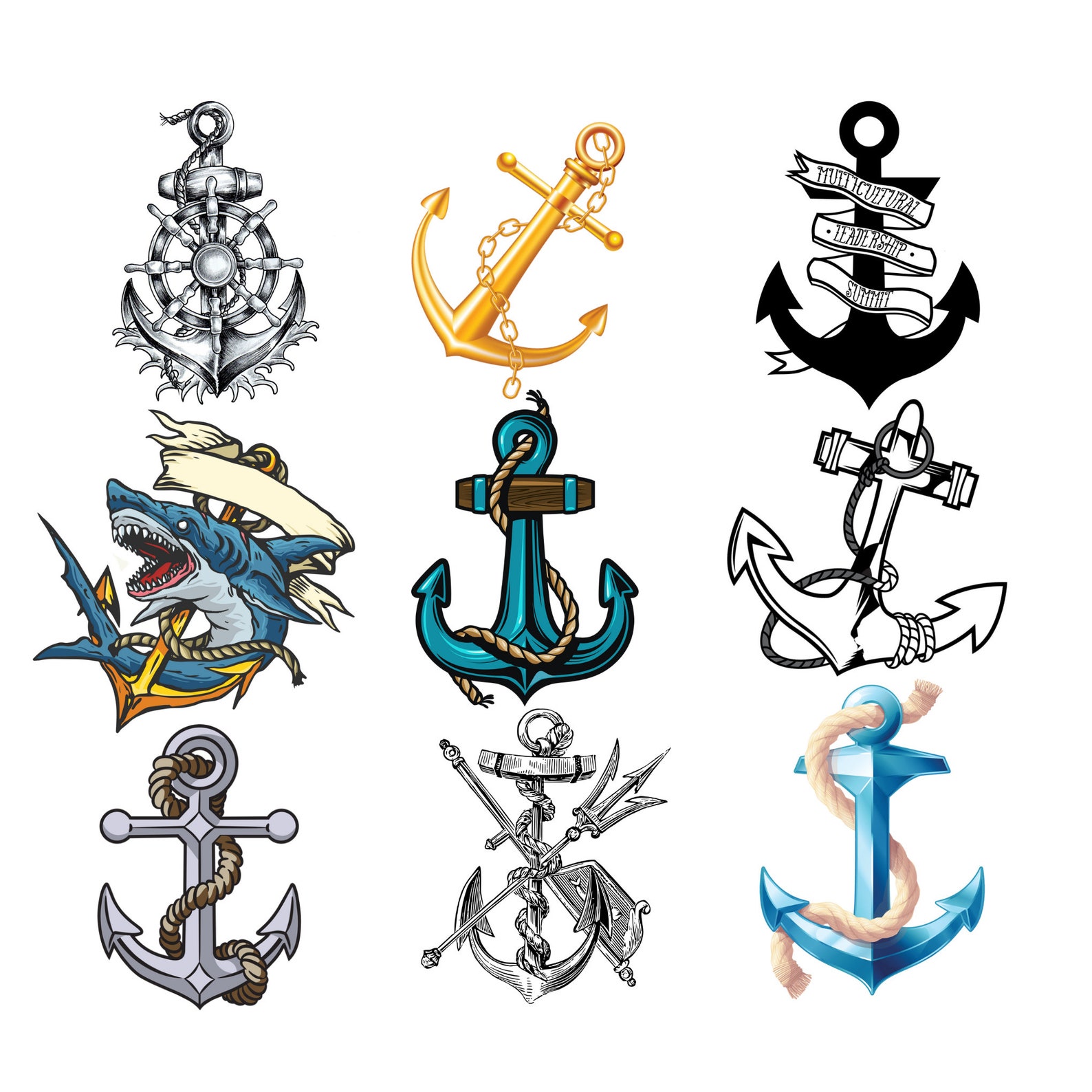 Anchor Png Bundle, Anchor Png Clipart Set, Anchor Stickers, Anchor ...
