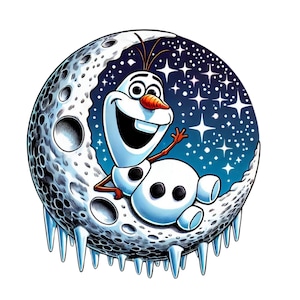 Olaf on the moon, frozen olaf png clipart, elsa olaf png, olaf png, frozen character, snowman, instant download
