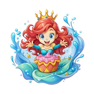The little mermaid birthday design, Princess ariel png clipart, ariel birthday, Princess png, instant download