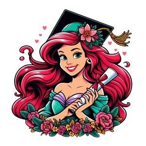 Princess ariel graduation design, the little mermaid png clipart, Princess ariel png, school graduation, instant download