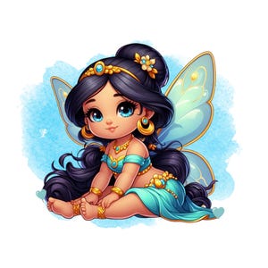 Princess jasmine watercolor background,  Princess jasmine png clipart, jasmine fairy, fairy princess, instant download,