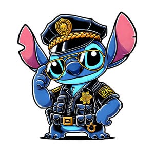 Stitch police design, Stitch png clipart, cute stitch image, stitch police costume, lilo and stitch character, instant download