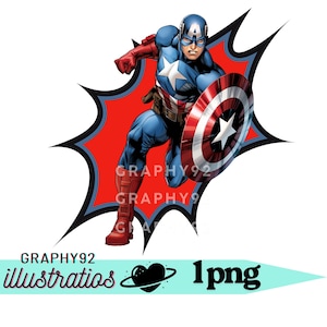 Clipart png di Captain America, bundle png di Captain America, png di supereroi, download immediato