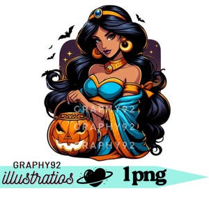 Princess jasmine png clipart, Princess jasmine halloween, jasmine pumpkin, aladdin princess, instant download