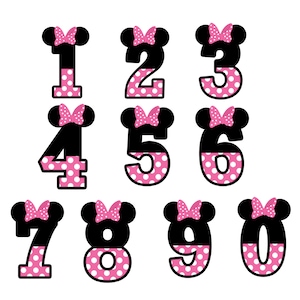 Feliz cumpleaños minnie mouse png, números de cumpleaños, clipart de números de mickey mouse, paquete, número de diseño de minnie mouse