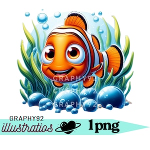 finding nemo png clipart, cute fish nemo, nemo png, finding nemo shirt design, transparent background, instant download