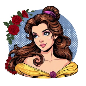 Principessa Belle png clipart, La bella e la bestia, Principessa Belle Rose, download immediato